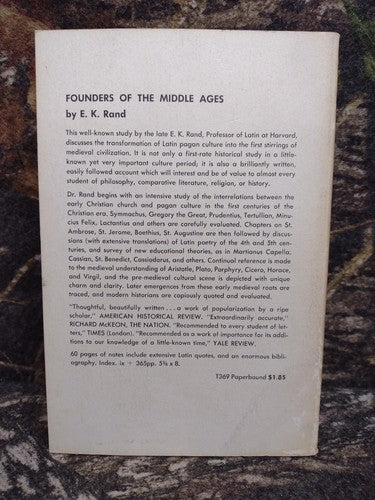 Founders of the Middle Ages by E. R. Rand -1957 -Paperback -New Dover Edition