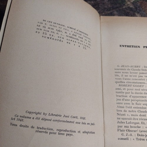 Letters to Two Friends by Claude Debussy -Vintage Paperback -French -1942