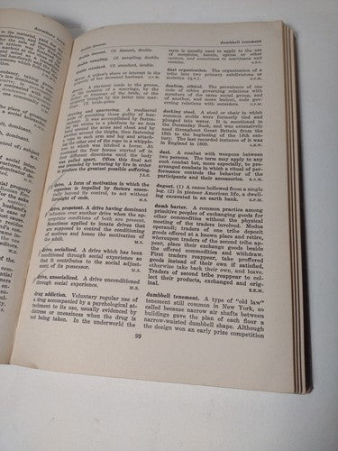 Dictionary of Sociology by Henry Fairchild -hardcover -1944 -Vintage Sociology