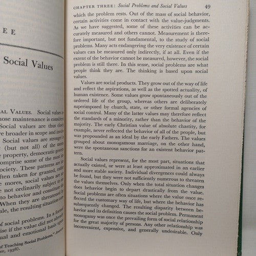 Social Problems by Francis Merrill –1950 -HCnoDJ -1st Edition -Sociology