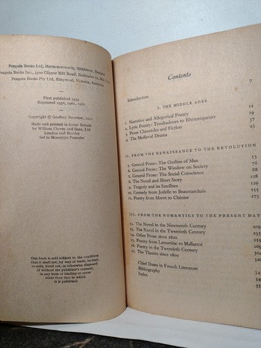 A Short History Of French Literature By Geoffrey Brereton -1965 reprint -PB