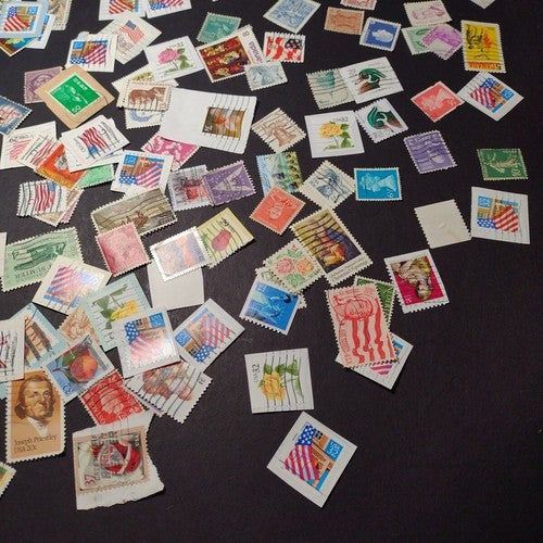 Vintage International Stamp Lot (A1) -Mixed On/Off Paper (US, Spain, Canada, +)