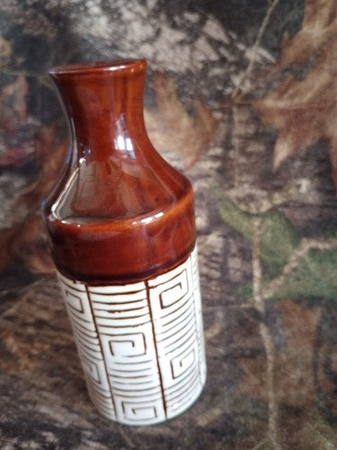 Brown Dual Glazed Bud Vase Stoneware 8 Inch Boho design