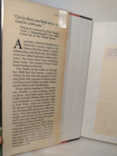One Strike Away: The story of the 1986 Red Sox by Dan Shaughnessy -HCwDJ -1987