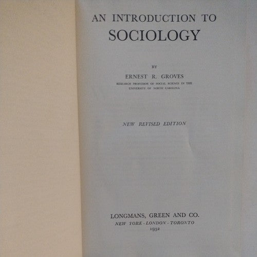 An Introduction to Sociology Ernest R. Groves 1932 Hardcover  Rev 1st Printing