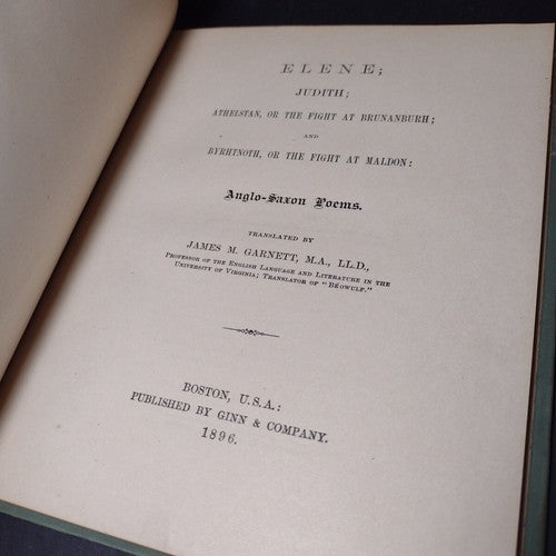 Elene; Judith; Athelstan, or the Fight at Brunanburh by James Garnett -1896 HC