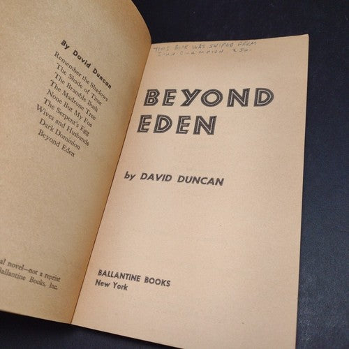 BEYOND EDEN By David Duncan -1955 -Paperback -Vintage Science Fiction