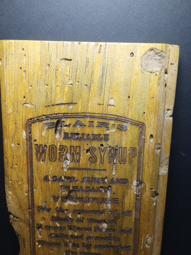 Etched Wood Plaque "Worm Syrup"