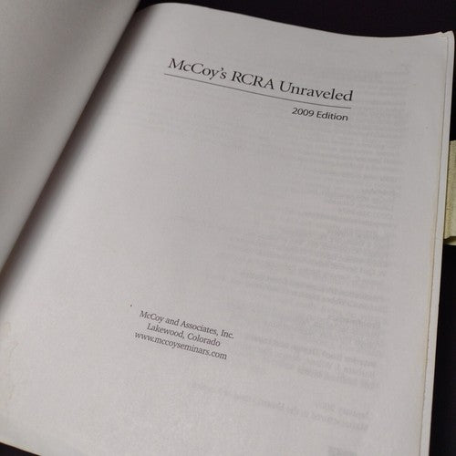 McCoy's RCRA Unraveled 2009 Edition -Paperback Ex Libris Pre-Owned