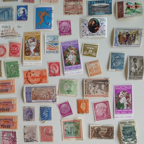 Vintage International Stamp Lot (E) -Romania, London, Germany -mix on/off paper