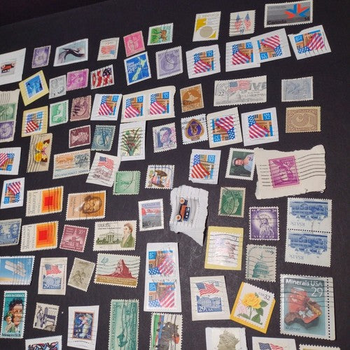 Vintage International Stamp Lot (B1) -Mixed On/Off Paper (US, CANADA, GERMANY +)