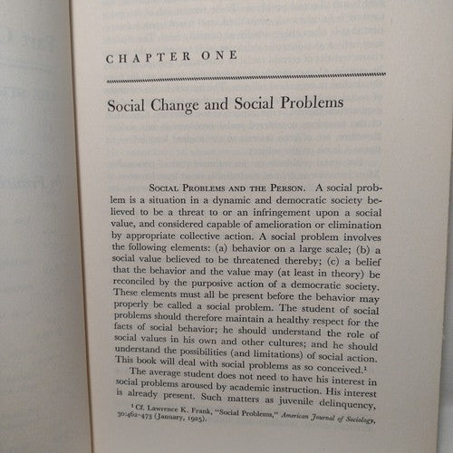 Social Problems by Francis Merrill –1950 -HCnoDJ -1st Edition -Sociology