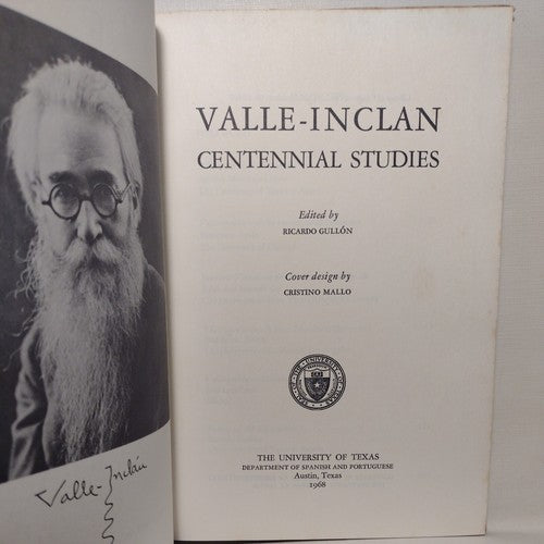 Valle-Inclan: Centennial Studies by Ricardo Gullon- 1968- 1st Ed- HC w/ DJ