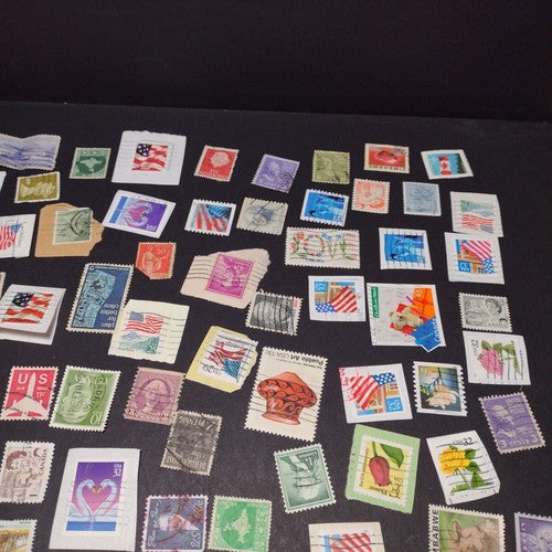 Vintage International Stamp Lot (E1) -Mixed On/Off Paper (US, Italy, Zimbabwe +)