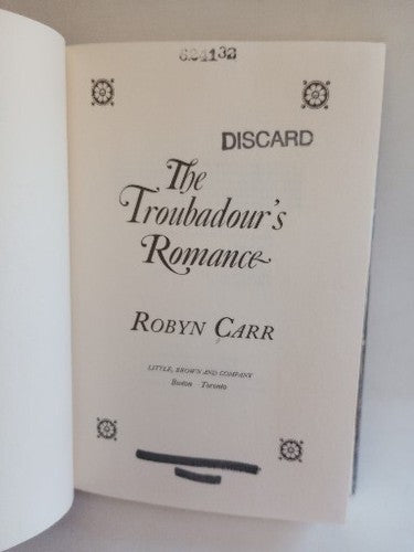 The Troubadours Romance By Robin Carr First Edition Hardcover