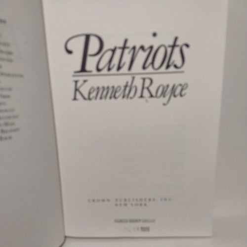 Patriots by Kenneth Royce (1988, Hardcover) 1st American Edition