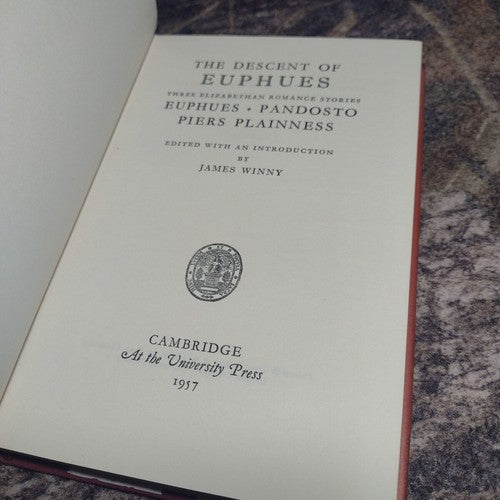 The Descent of Euphues: Three Elizabethan Romance Stories by James Winny 1957