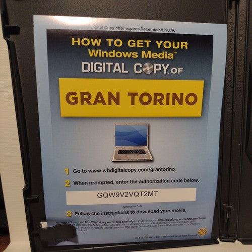 Gran Torino (DVD, 2009, Widescreen) like new Clint Eastwood