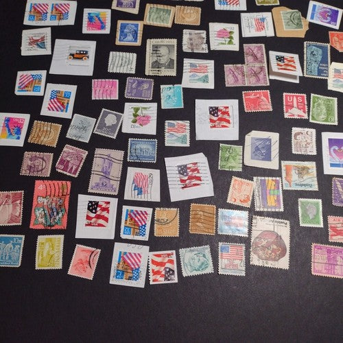 Vintage International Stamp Lot (E1) -Mixed On/Off Paper (US, Italy, Zimbabwe +)