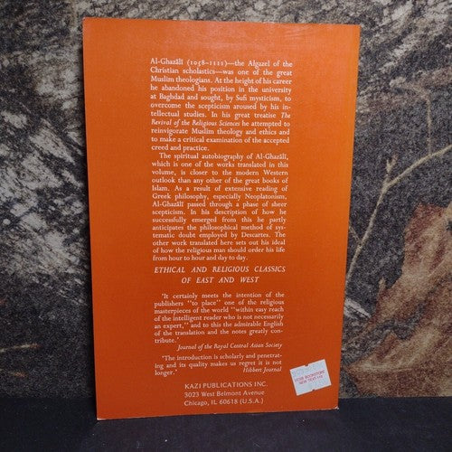 The Faith and Practice of Al-Ghazali by W. Montgomery Watt -Paperback -1982