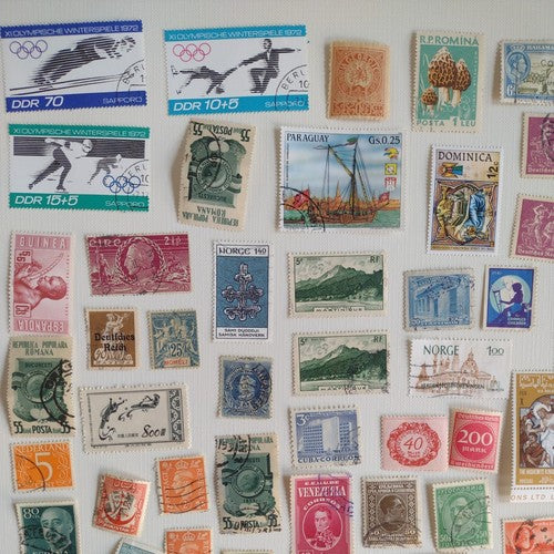 Vintage International Stamp Lot (E) -Romania, London, Germany -mix on/off paper