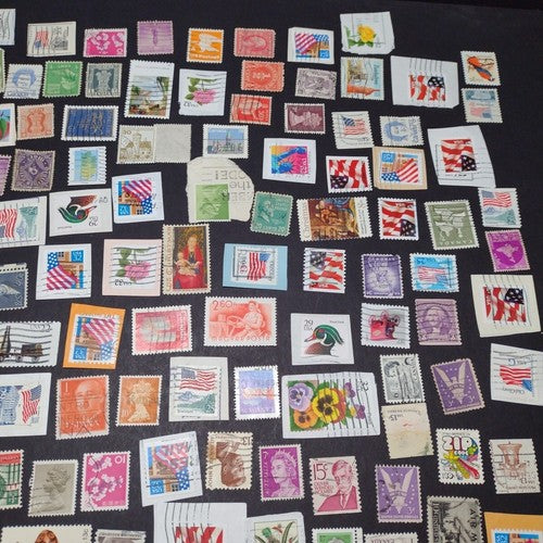 Vintage International Stamp Lot (G1) -Mixed On/Off Paper (US, Spain, Canada, +)