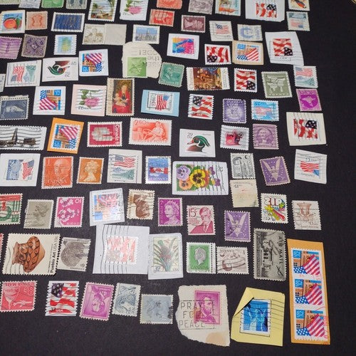 Vintage International Stamp Lot (G1) -Mixed On/Off Paper (US, Spain, Canada, +)