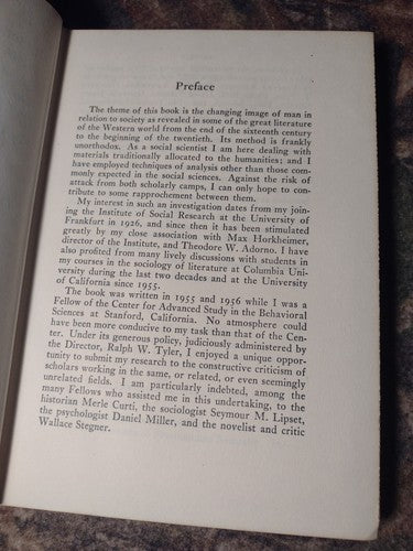 Literature and the Image of Man by Leo Lowenthal -1957 -Hardcover -Vintage Lit.