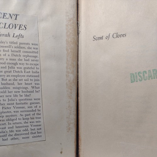 Scent of Cloves by Norah Lofts -1957 -HC w/DJ -1st Edition