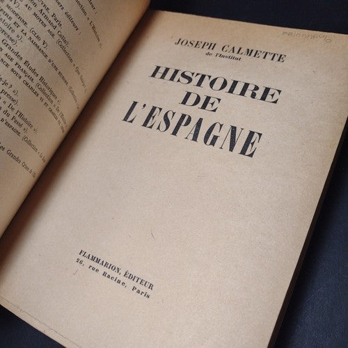 Histoire De L'Espagne, Joseph Calmette -Paperback 1947 -French History