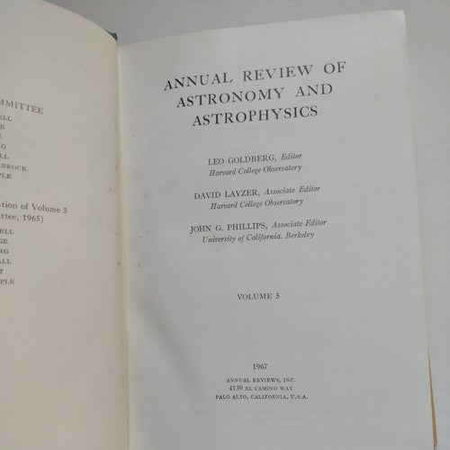 Annual Review Of Astronomy And Astrophysics Vol 5 1967 antique