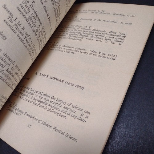 The Early History of Science: A Short Handlist -Paperback 1950 -Scientific Hist.