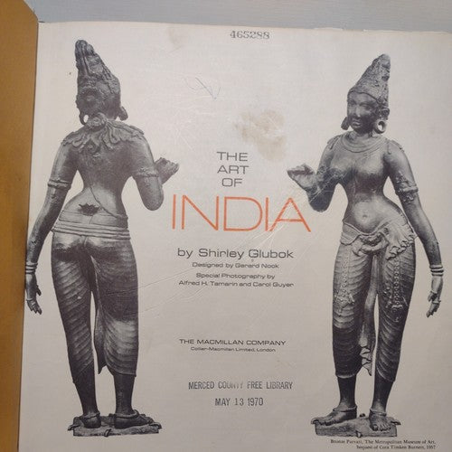 The Art of India by Shirley Glubok -1969 -HC -Ex Library -Art Books