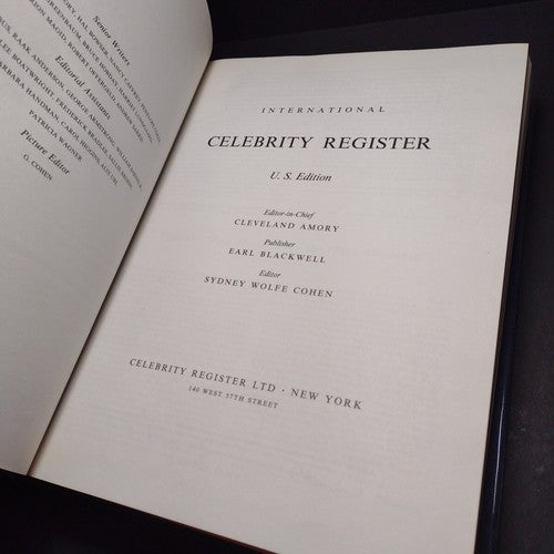 International Celebrity Register U.S. Edition -1959 First Edition Hardcover