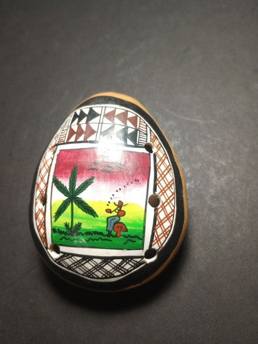 Pisac Cusco Hand Painted Ocarina, 4"Traditional Design Crafted From Clay