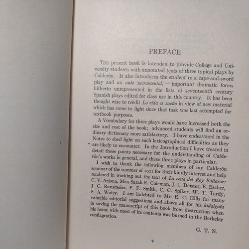 Calderón: Three Plays By G.T. Northup -1926 -HC no DJ -Theatre -Early Printing .