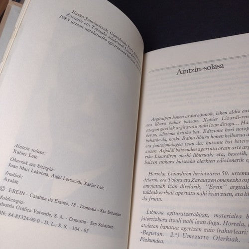 Olerkiak Xabier Lizardi, Xabier Lizardi -Hardcover -1983 -Basque Poetry