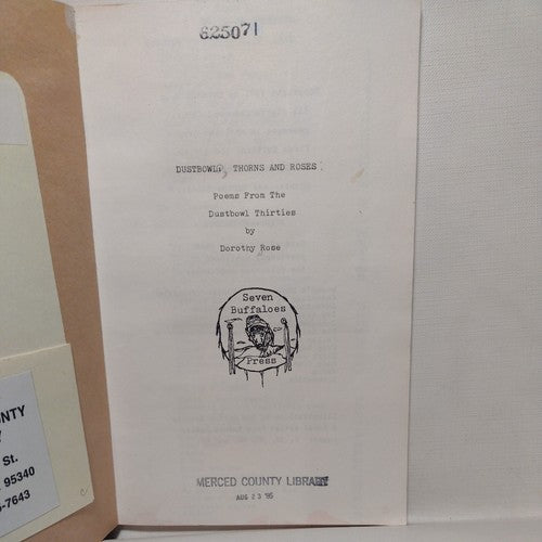 Dustbowl: Thorns and Roses by Dorothy Rose  - Poetry 1981 scarce