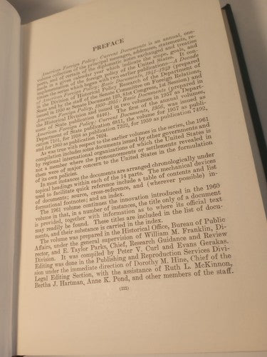 American Foreign Policy Current Documents 1961 Hc