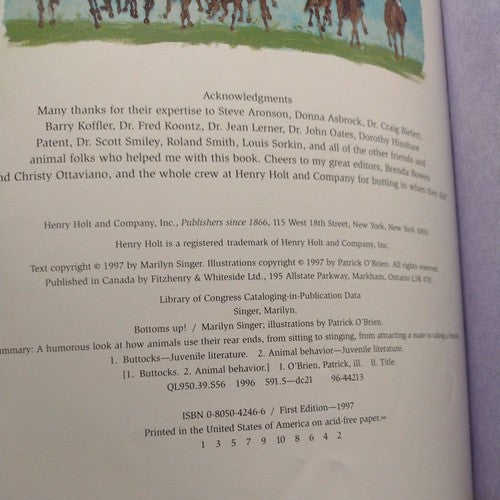 Bottoms Up! : A Book about Rear Ends by Marilyn Singer (1998, HC)