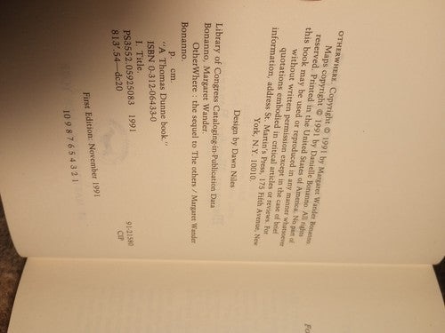 Margaret Wander Bonanno Otherwhere 1st Edition 1991 The Others Sequel