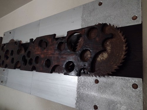 Brutalist Sculpture "The Preening" By C.R. Erskine metal wood wall hanging art