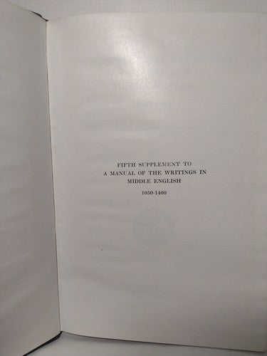 A Manual Of Middle English, 1050-1400 Fifth Supplement by John Wells -1932 -HC