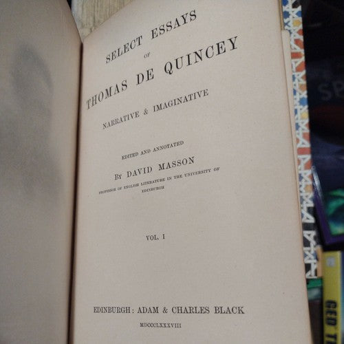 Dequincey Essays: Narrative And Imaginative By David Mason (1881)