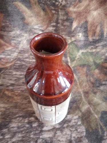 Brown Dual Glazed Bud Vase Stoneware 8 Inch Boho design