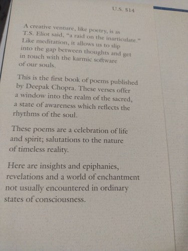 Raid on the Inarticulate Poems by Deepak Chopra 1st Edition( 1996) HCwDJ
