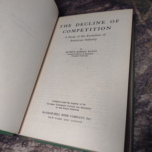 The Decline of Competition by Arthur Robert Burns -Economics -1936 Hardcover