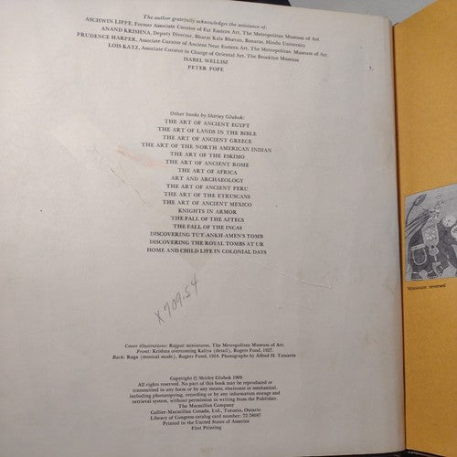 The Art of India by Shirley Glubok -1969 -HC -Ex Library -Art Books