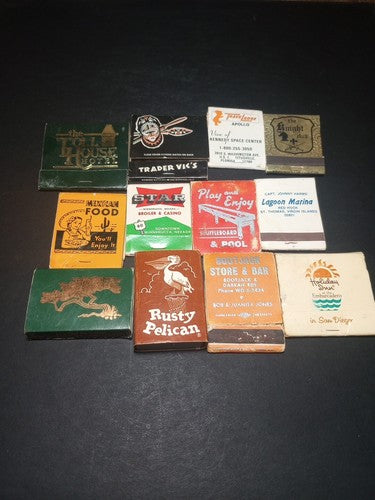 vintage matchbook lot California, Nevada, Virgin Islands, San Francisco