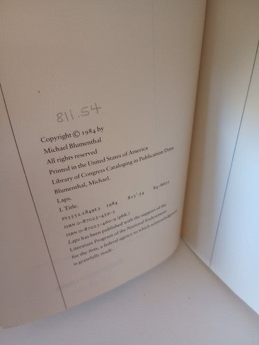 Michael BLUMENTHAL / Laps 1st Edition 1984 Poetry